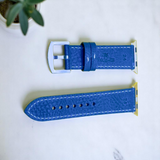 Watchandstrapco | The Rome - Prussian Blue Italian Full Grain Leather Apple Watch Strap WATCHANDSTRAPCO