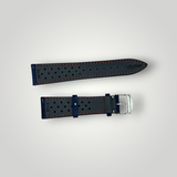 WatchGecko | Beaufort Racing Conceria Opera Suede Perforated Watch Strap - Midnight Blue Suede WatchGecko