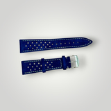 WatchGecko | Beaufort Racing Conceria Opera Suede Perforated Watch Strap - Midnight Blue Suede WatchGecko