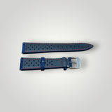 WatchGecko | Beaufort Racing Conceria Opera Suede Perforated Watch Strap - Midnight Blue Suede WatchGecko