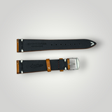 WatchGecko | Hand Stitched Crazy Horse Leather Watch Strap - Peacock Blue / Bordeaux WatchGecko