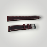 WatchGecko | Hand Stitched Crazy Horse Leather Watch Strap - Peacock Blue / Bordeaux WatchGecko