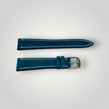 WatchGecko | Hand Stitched Crazy Horse Leather Watch Strap - Peacock Blue / Bordeaux WatchGecko