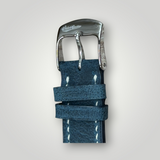 WatchGecko | Hand Stitched Crazy Horse Leather Watch Strap - Peacock Blue / Bordeaux WatchGecko