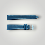 WatchGecko | Hand Stitched Crazy Horse Leather Watch Strap - Peacock Blue / Bordeaux WatchGecko