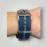 WatchGecko | Ridge British Military Watch Strap - Navy & Grey Stripe WatchGecko