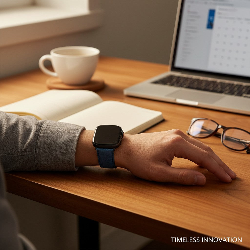 Watchandstrapco | The Austin: Air Force Blue Full Grain Leather Apple Watch Strap