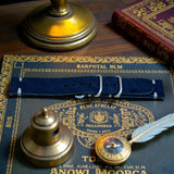 STEVEOSTRAPS 2 Piece Nato Style Leather Strap - Dark Blue