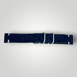 STEVEOSTRAPS 2 Piece Nato Style Leather Strap - Dark Blue
