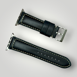 Watchandstrapco | The Berlin: Cracked Electric Blue Padded Leather Apple Watch Strap