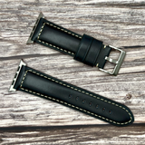 Watchandstrapco | The Berlin: Cracked Electric Blue Padded Leather Apple Watch Strap