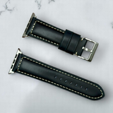 Watchandstrapco | The Berlin: Cracked Electric Blue Padded Leather Apple Watch Strap