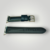 Watchandstrapco | The Berlin: Cracked Electric Blue Padded Leather Apple Watch Strap