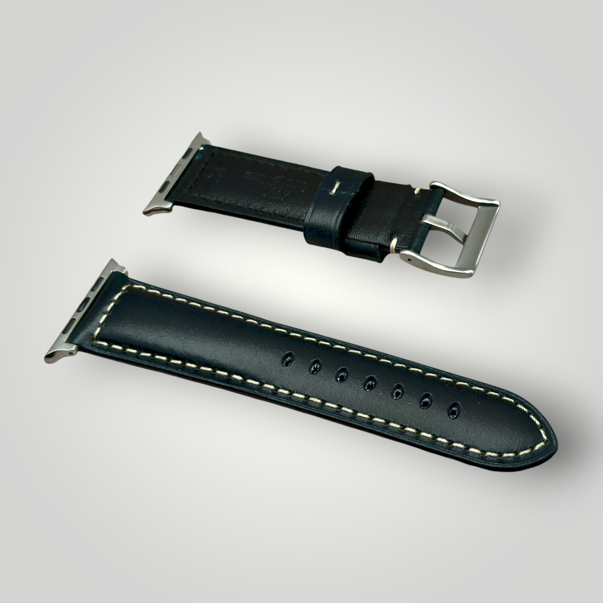 Watchandstrapco | The Berlin: Cracked Electric Blue Padded Leather Apple Watch Strap