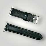 Watchandstrapco | The Berlin: Cracked Electric Blue Padded Leather Apple Watch Strap