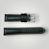 Watchandstrapco | The Berlin: Cracked Padded Leather Watch Strap - Burgundy / Blue