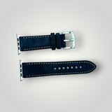 Watchandstrapco | The Paris: Padded Suede Apple Watch Strap - Navy Blue / Gunmetal Grey / Turquoise Blue