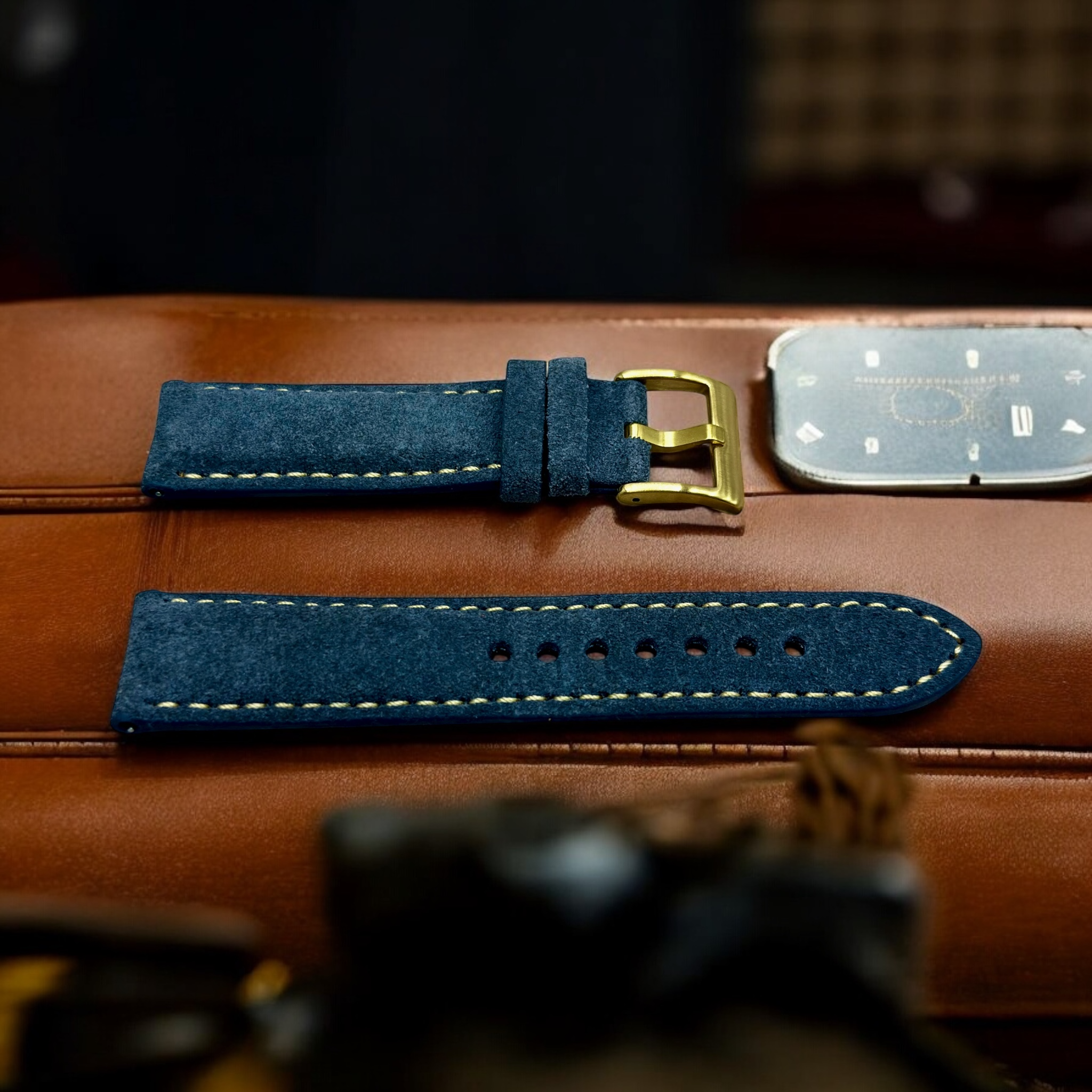 Watchandstrapco | The Paris: Gunmetal Grey Padded Suede Watch Strap