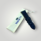 Watchandstrapco | The Paris: Padded Suede Apple Watch Strap - Navy Blue / Gunmetal Grey / Turquoise Blue