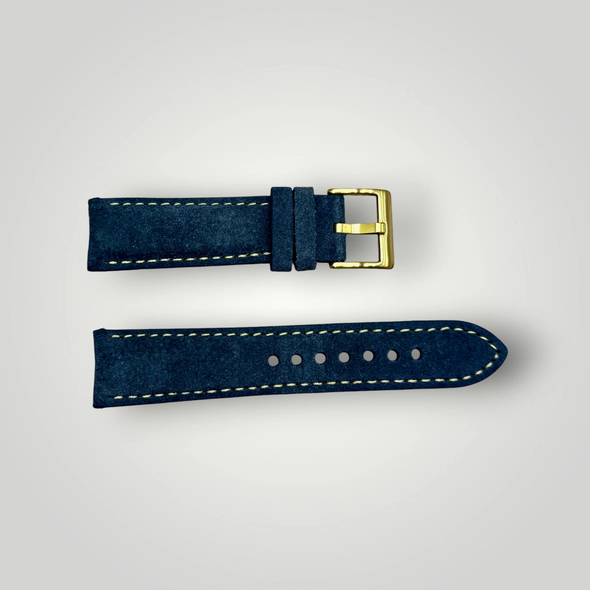 Watchandstrapco | The Paris: Padded Suede Apple Watch Strap - Navy Blue / Gunmetal Grey / Turquoise Blue