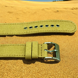 ZULUDIVER | Croyde Canvas Watch Strap - Army Green / Desert Sand