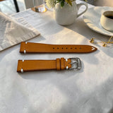 TagSthx WatchGecko Overton coral leather watch strap with V-stitch detail and polished stainless steel buckle