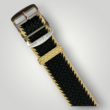 Eulit | Atlantic Perlon Watch Strap - Beige, Schwarz-Beige Stitching (306)