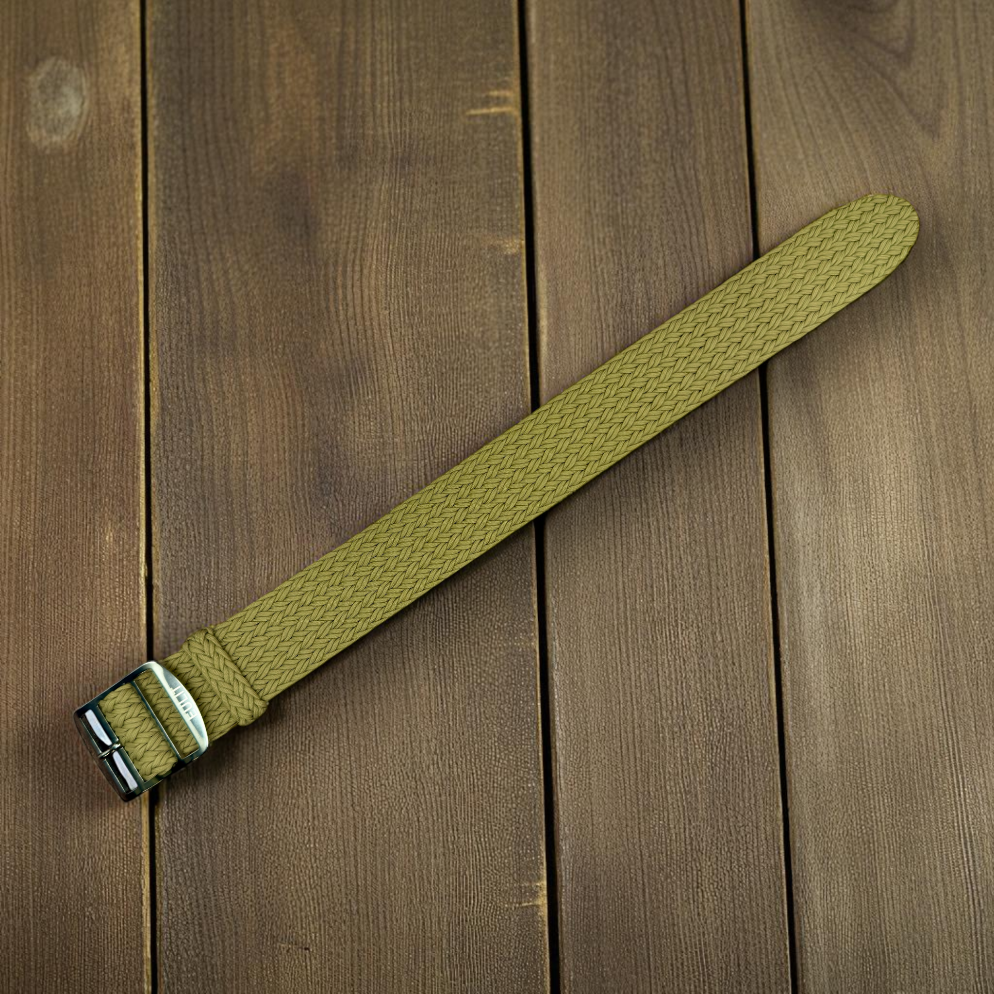 Eulit | Atlantic Perlon Watch Strap - Beige, Schwarz-Beige Stitching (306)