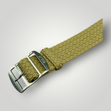 Eulit | Atlantic Perlon Watch Strap - Beige, Schwarz-Beige Stitching (306)