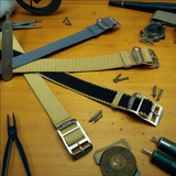 Eulit | Atlantic Perlon Watch Strap - Beige, Schwarz-Beige Stitching (306)