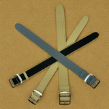 Eulit | Atlantic Perlon Watch Strap - Beige, Schwarz-Beige Stitching (306)