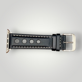 Eulit | Racing Leather Strap for Apple Watch - Black, Red (9652)