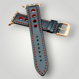 Eulit | Racing Leather Strap for Apple Watch - Black, Red (9652)