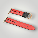 Eulit | Racing Leather Strap for Apple Watch - Black, Red (9652)