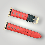 Eulit | Racing Leather Strap for Apple Watch - Black, Red (9652)