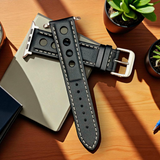 Eulit | Racing Leather Strap for Apple Watch - Black, Red (9652)