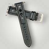 Eulit | Racing Leather Strap for Apple Watch - Black, Red (9652)