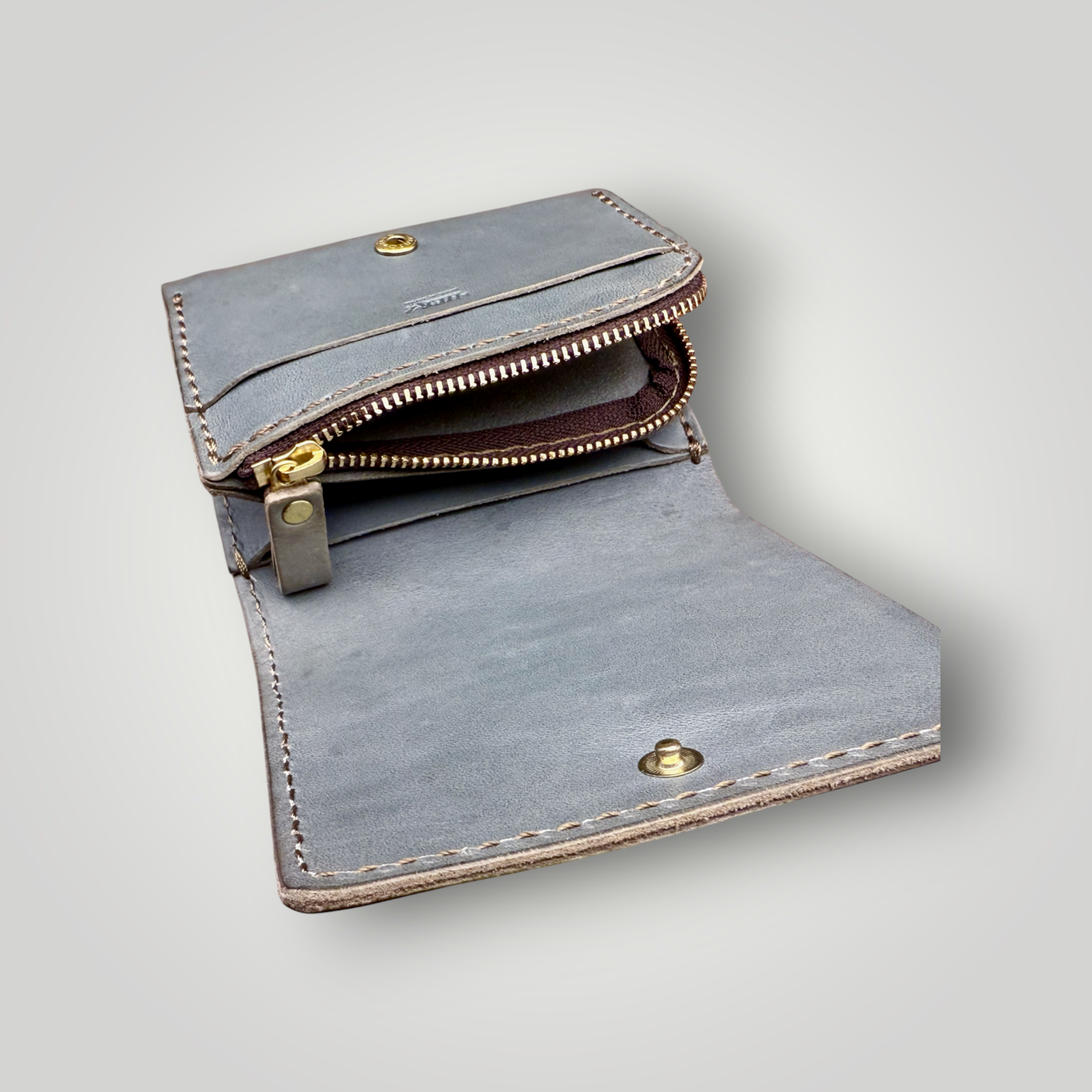 HERZ | Ivy Grey Bi-Fold Wallet – Japanese Handmade Leather Wallet with Coin Pouch_Limited Edition (NSA-135)