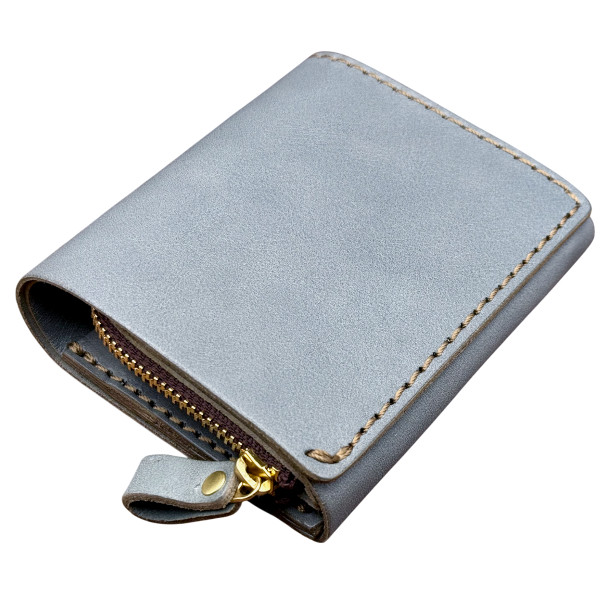 HERZ | Ivy Grey Bi-Fold Wallet – Japanese Handmade Leather Wallet with Coin Pouch_Limited Edition (NSA-135)