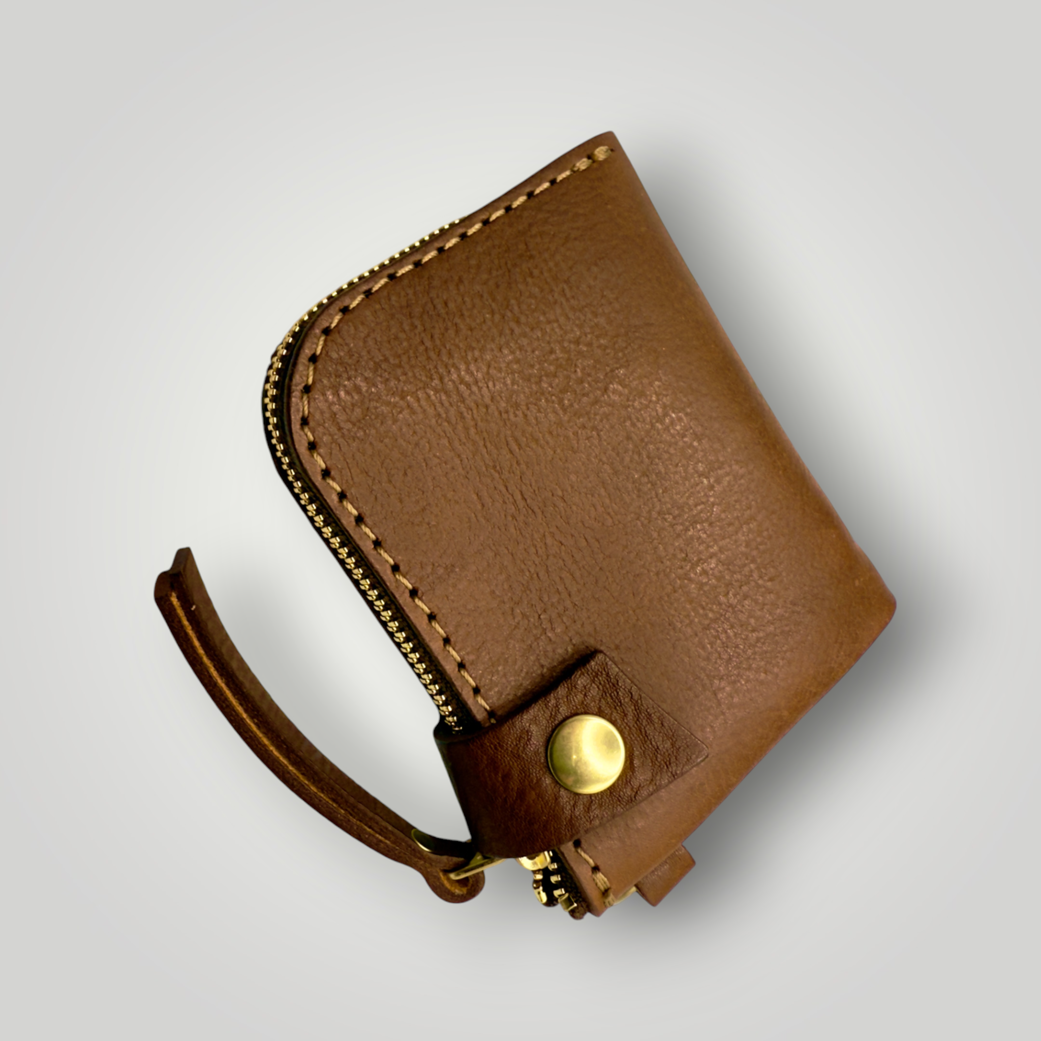 HERZ | Lion Wallet – Japanese Handmade Leather Zip Wallet, Chocolate (TN-105)