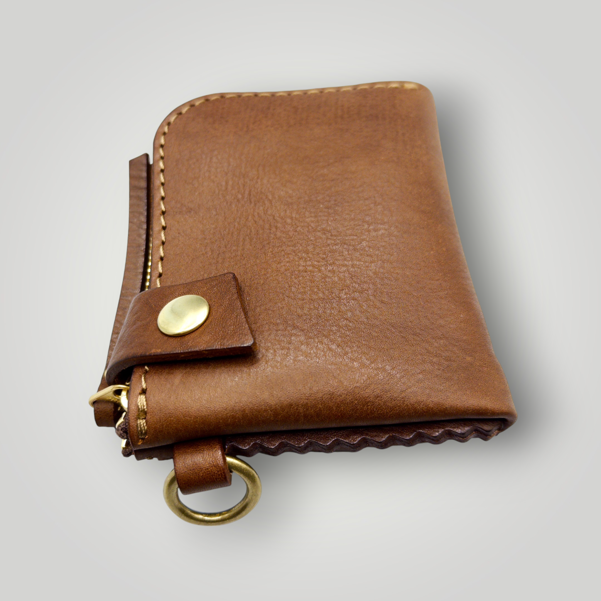 HERZ | Lion Wallet – Japanese Handmade Leather Zip Wallet, Chocolate (TN-105)