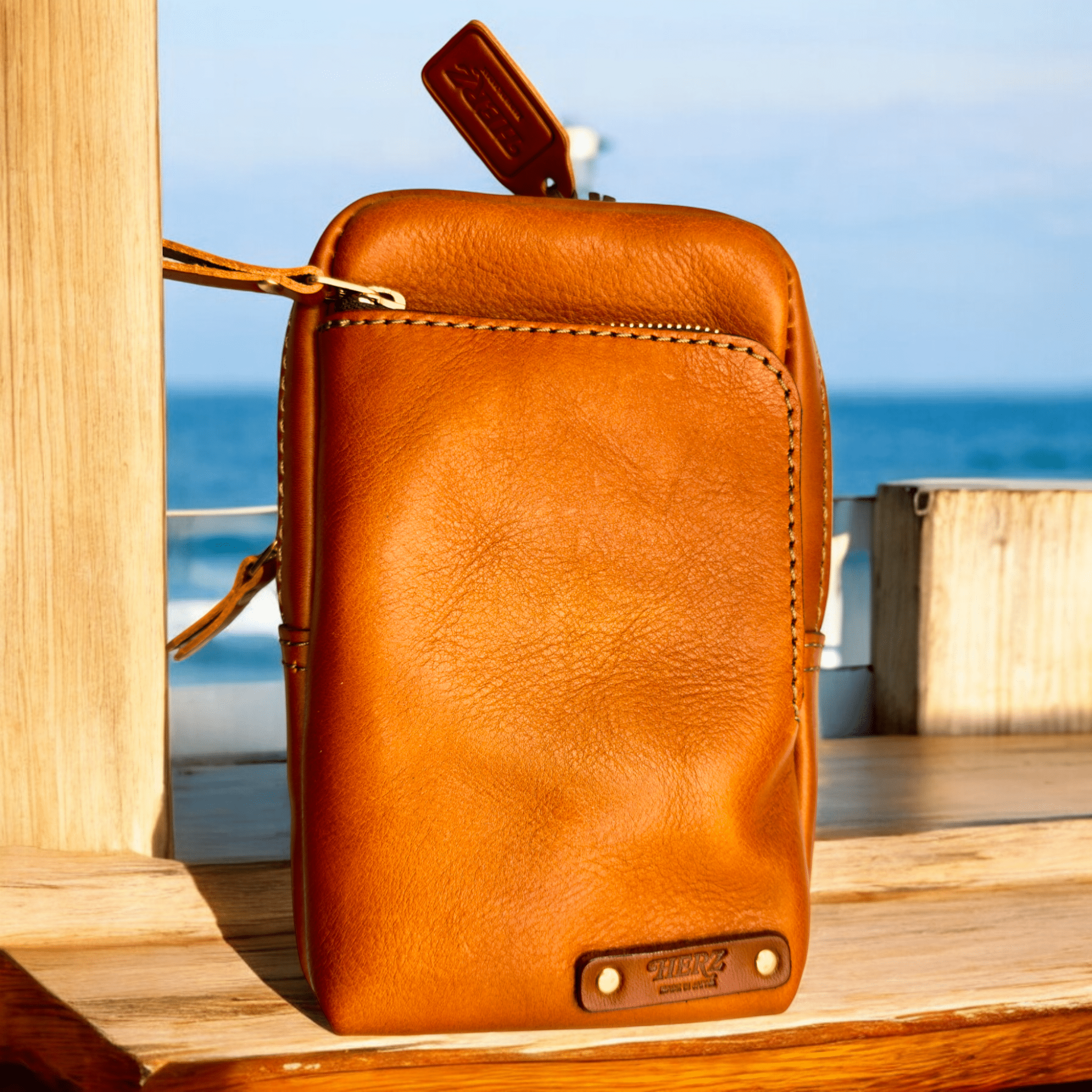 HERZ Japanese Artisan Leather Multi-Pochette — Smartphone-Ready Shoulder Bag — Chocolate Brown (SN-2404) - TagSthxHerzleather