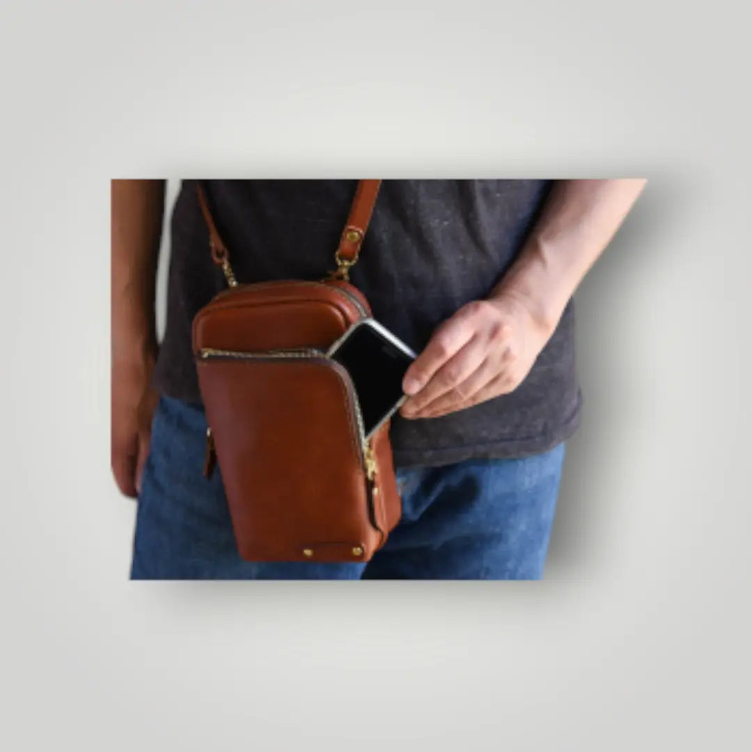 HERZ Japanese Artisan Leather Multi-Pochette — Smartphone-Ready