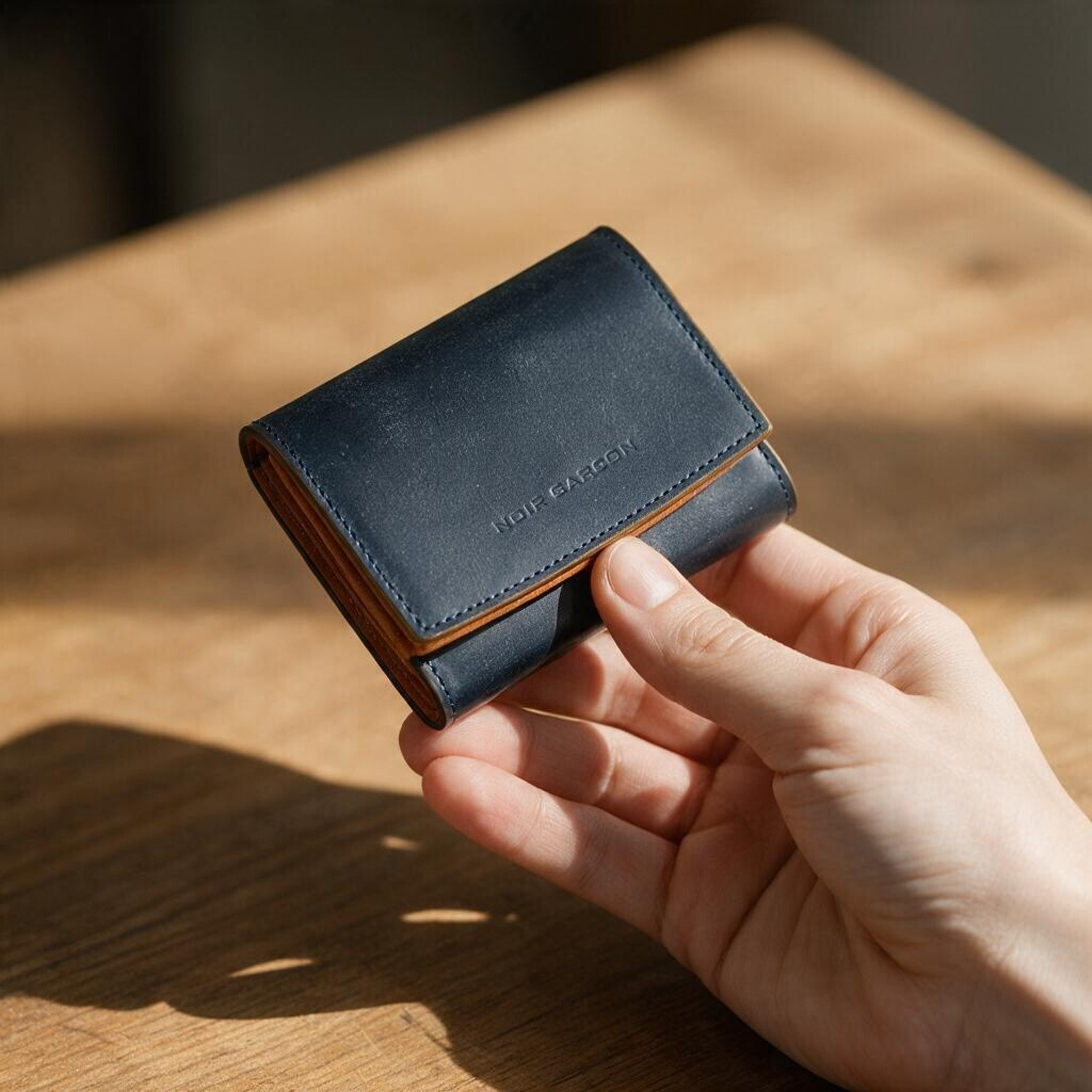 NOIR GARCON Tri-Fold Wallet — Bridle Leather — Compact Capacity — 10.9 × 7.8cm