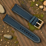Watchandstrapco｜The Rome ローマ｜イタリアンフルグレインレザーウォッチストラップ｜プルシアンブルー