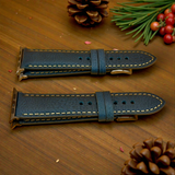 Watchandstrapco | The Rome - Prussian Blue Italian Full Grain Leather Apple Watch Strap