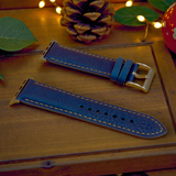 Watchandstrapco | The Rome - Prussian Blue Italian Full Grain Leather Apple Watch Strap