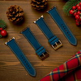 Watchandstrapco | The Rome - Prussian Blue Italian Full Grain Leather Apple Watch Strap