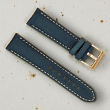 Watchandstrapco | The Rome: Prussian Blue Italian Full Grain Leather Watch Strap