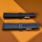 Watchandstrapco｜The Rome ローマ｜イタリアンフルグレインレザーウォッチストラップ｜プルシアンブルー